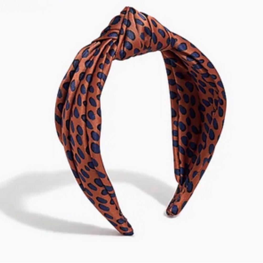 J. Crew Factory Orange and Blue Polka Dot Headband
